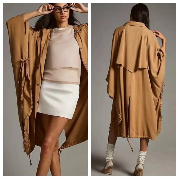 🆕 Poncho Cape Trench Funnel Neck
Boho Brown  PILCRO Oversize Anthropologie - Picture 1 of 11